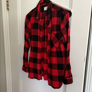 Red and Black Plaid Women's Top